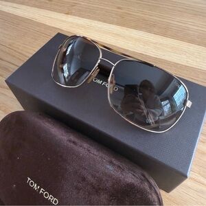 Tom Ford Vintage Metallic Gold Aviator Sunglasses - John TF34
